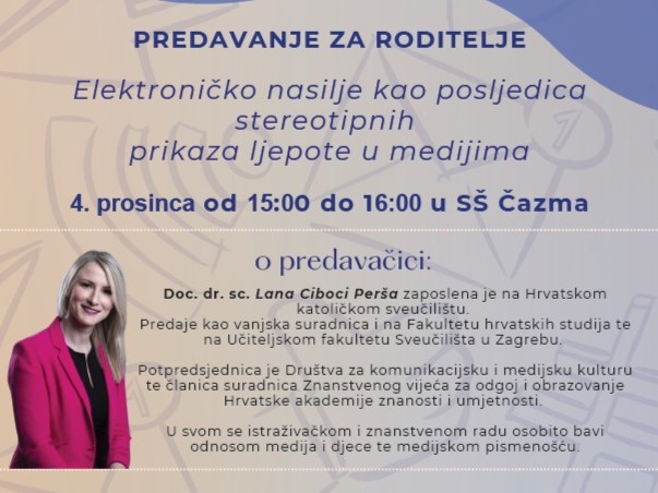 Predavanje za roditelje u sklopu Dana komunikacije i medijske kulture